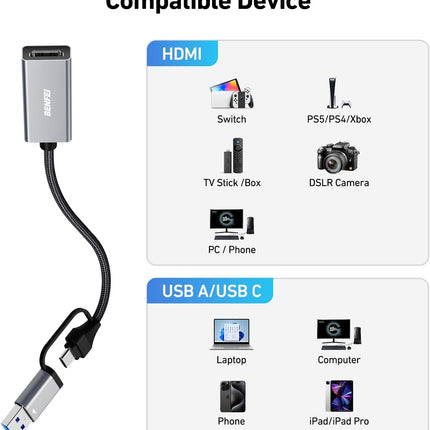 BENFEI Video/Audio Capture Card Supporting Full HD 1080P 7