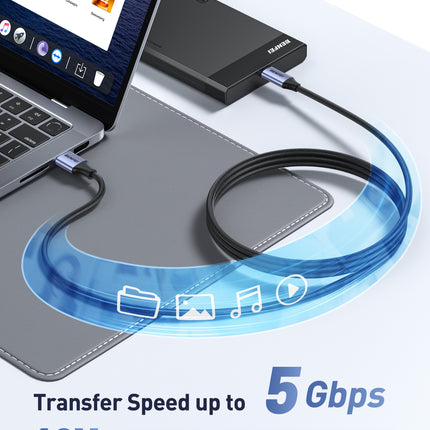 BENFEI 369GY 1M USB 3.0 to USB C Cable, 5Gbps High-Speed Data Sync & 3A Charging 4