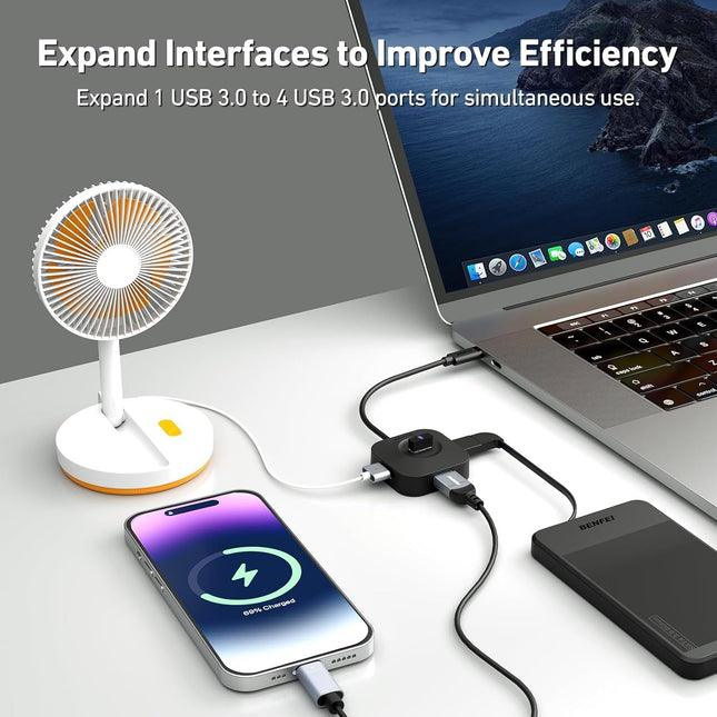 BENFEI 371BK USB-C 4-port USB 3.0 Hub 2
