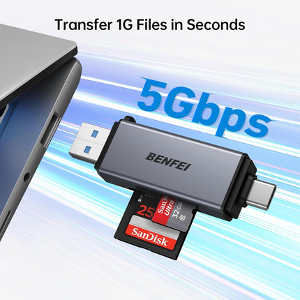 BENFEI SD Card Reader, USB C to SD Micro SD Card Memory Card  Adapter 4