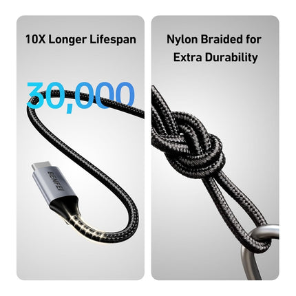 BENFEI 000382GY-4P USB C Fast Charging 60W Cable, 4-Pack(3.3ft/1M x 2 + /6.6ft/2M x 2) Nylon Braided Cable for I-phone 15/16/17 and Samsung / Google phone. 5