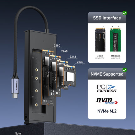 BENFEI 000389GY M.2 NVMe Enclosure with USB-C Hub 5