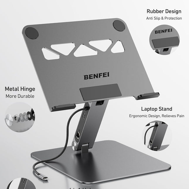 BENFEI 398GY TYPE-C 6-in-1 HDMI+USB-C(10G)+RJ45+2xUSB-A(10G)+PD 2