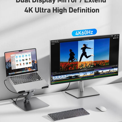 BENFEI 398GY TYPE-C 6-in-1 HDMI+USB-C(10G)+RJ45+2xUSB-A(10G)+PD 8