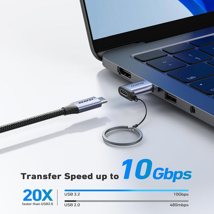 BENFEI 407GY 2-Pack USB Type-A to USB-C Adapter Male to Female Supporting 5V 3A Charging and 10Gbps Data Transmit 4