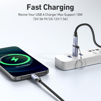 BENFEI 407GY 2-Pack USB Type-A to USB-C Adapter Male to Female Supporting 5V 3A Charging and 10Gbps Data Transmit 5