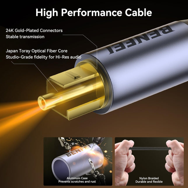 BENFEI 411GY Toslink Optical Audio cable 2M 2