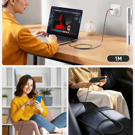 BENFEI 428BK-3M USB C to Right Angle USB C Cable , 90-dgree Angled USB 2.0 Type C Charger Cable, 3A Fast Charging & 480Mbps Data Sync, Durable PVC 4
