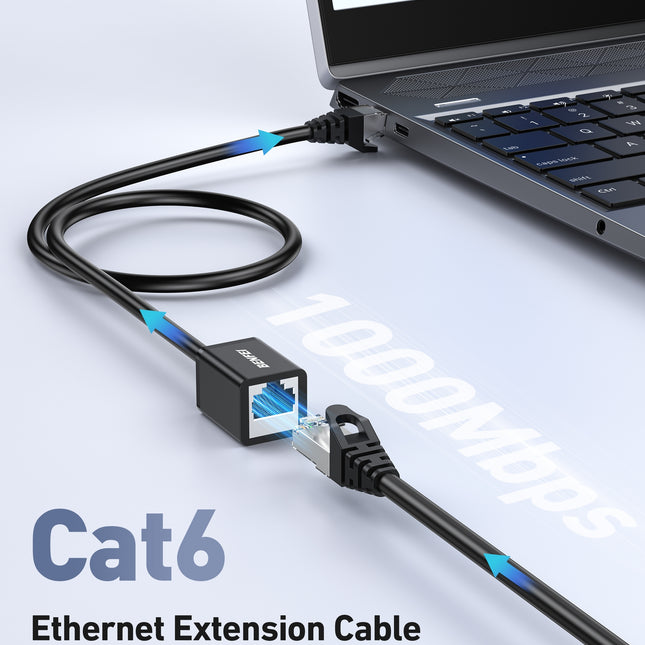 BENFEI 435BK-2M RJ45 Extension Male/Female Patch cords Cat6 1000Mbps 2M 2