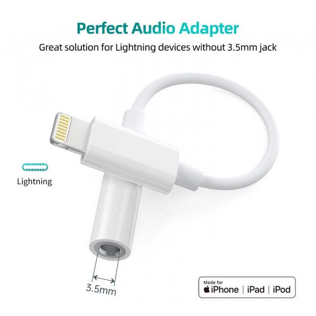CHOETECH AUX005 iPhone 8-pin to 3.5mm Headphone Adapter 2
