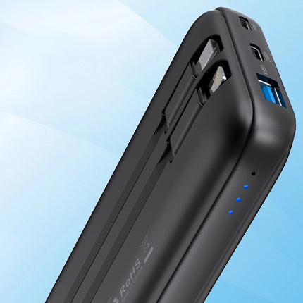 CHOETECH B654 10000mAh Pwer Bank 22.5W USB-A / USB-C / micro USB with built-in USB-C / Lightning cable - black 3