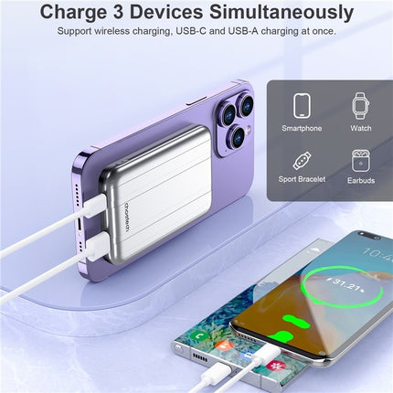 CHOETECH B655-SL 5000mAh Magnetic Wireless Power Bank 10W (Silver) 4