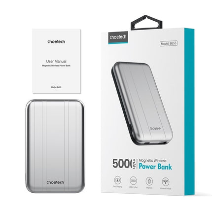 CHOETECH B655-SL 5000mAh Magnetic Wireless Power Bank 10W (Silver) 9