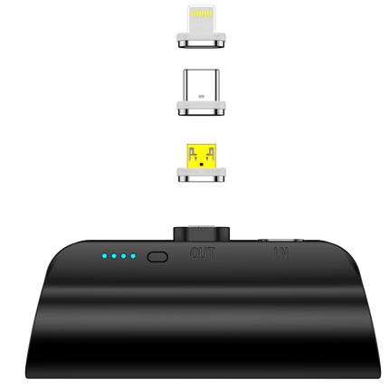 CHOETECH B660-BK 3000mAh Mini Power Bank with 3 Magnetic Connectors (Black) 2