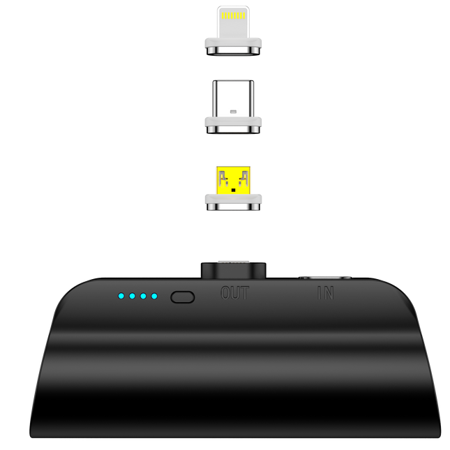 CHOETECH B660-BK 3000mAh Mini Power Bank with 3 Magnetic Connectors (Black) 2