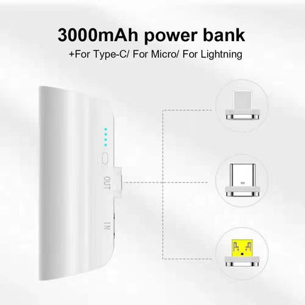 CHOETECH B660-WH 3000mAh Mini Power Bank with 3 Magnetic Connectors (White) 2