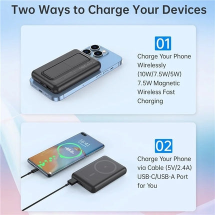 CHOETECH B662-BK USB-A + USB-C + Wireless Magnetic Power bank 5000mAh (Black) 3