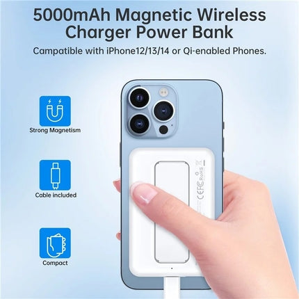 CHOETECH B662-WH USB-A + USB-C + Wireless Magnetic Power bank 5000mAh (White) 5