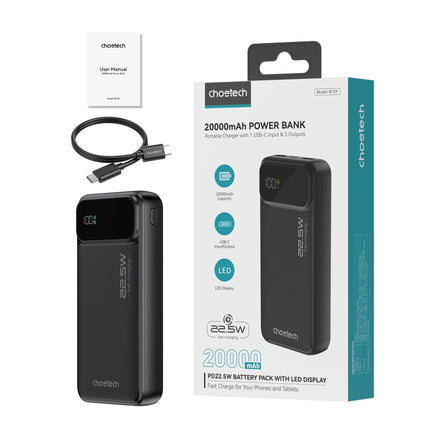 CHOETECH B729 20000mAh Power Bank PD22.5W with Digital Display 11