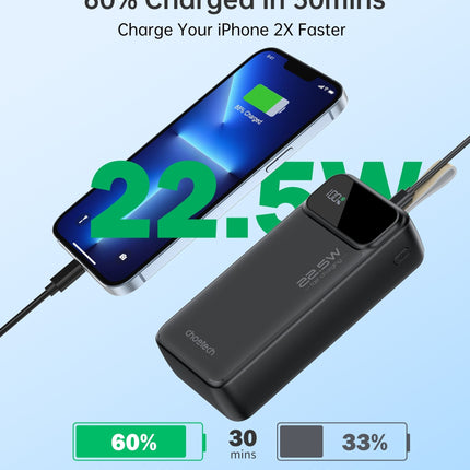 CHOETECH B730 30000mAh Power Bank PD22.5W with Digital Display 5