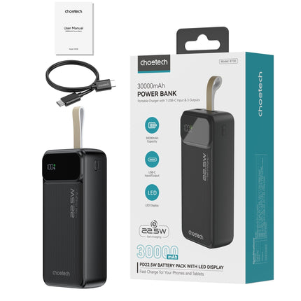 CHOETECH B730 30000mAh Power Bank PD22.5W with Digital Display 11