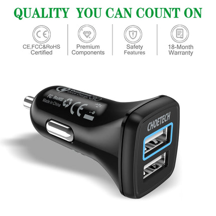 CHOETECH C0051 Quick Charge 3.0 Tech 30W Car Charger 6