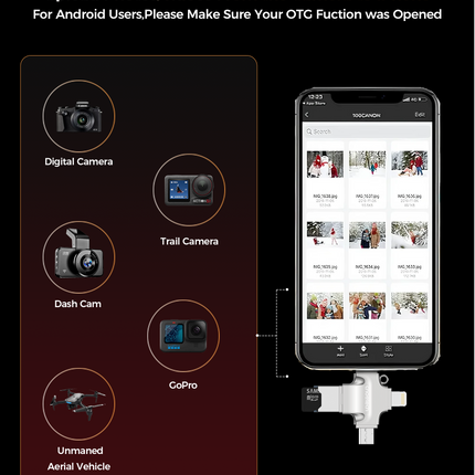 Choetech CR-002-SL EasyGO A+C+Micro+lighting four in one card reader 8