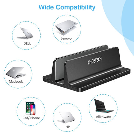 CHOETECH H038-BK Desktop Aluminum Stand With Adjustable Dock Size for Laptops and Tablets 6