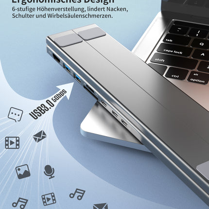 CHOETECH HUB-M48 7-in-1 Hub + Foldable Laptop stand USB-C to HDMI 4K/USB-A/TF&SD/USB-C with PD Charging 5