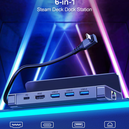 CHOETECH HUB-M50 6-in-1 USB-C 100W Aluminum Steam Deck Docking Station 4