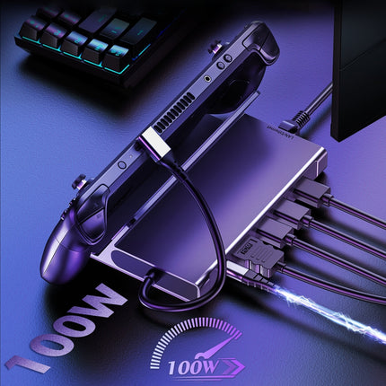 CHOETECH HUB-M50 6-in-1 USB-C 100W Aluminum Steam Deck Docking Station 8