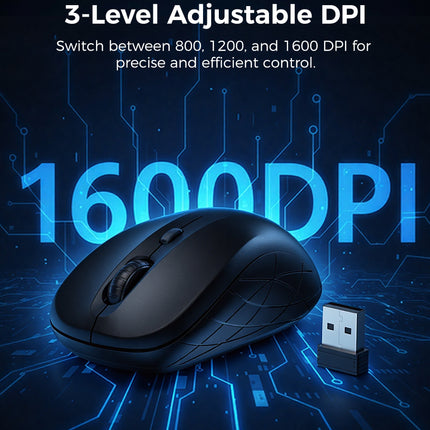 Choetech KB-002-BK 3-Level Adjustable 1600 DPI Wireless Mouse (Black) 4