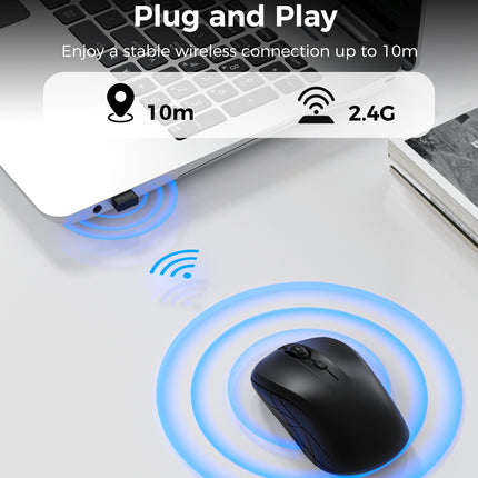 Choetech KB-002-BK 3-Level Adjustable 1600 DPI Wireless Mouse (Black) 7