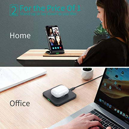 CHOETECH MIX00087 (T524S+T511S) Qi 10W/7.5W Fast Wireless Charging Stand and Pad 2
