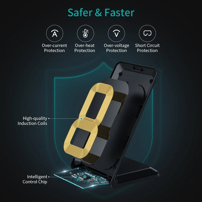 CHOETECH MIX00093 Fast Wireless Charging Stand 10W Qi-Certified T524S 2-Pack 2