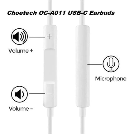 Choetech OC-A011 USB-C In-Ear Headphones 1.2m - White 5