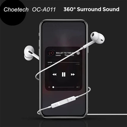 Choetech OC-A011 USB-C In-Ear Headphones 1.2m - White 8