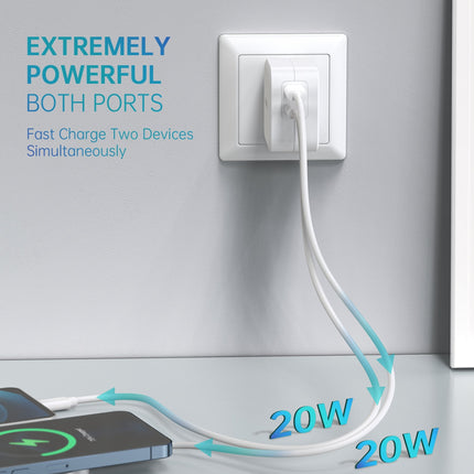 Choetech PD6009 40W Dual Fast USB C Charger 2-Port 20W PD 3.0 With Foldable Plug 4