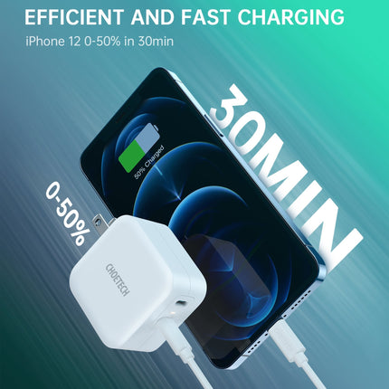 Choetech PD6009 40W Dual Fast USB C Charger 2-Port 20W PD 3.0 With Foldable Plug 7