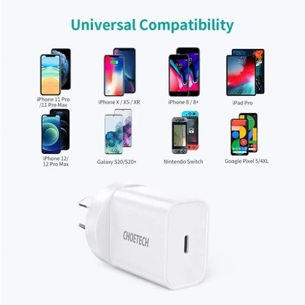 CHOETECH Q5004CL PD20W USB-C iPhone Fast Charger with MFi Certified USB-C Cable 3