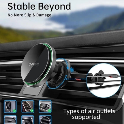 CHOETECH T204-F 15W Magnetic Car Charger Holder with LED Light (Aluminium alloy housing) 5
