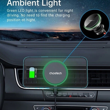 CHOETECH T204-F 15W Magnetic Car Charger Holder with LED Light (Aluminium alloy housing) 8