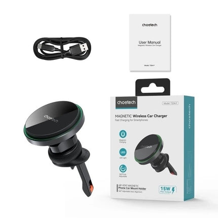 CHOETECH T204-F 15W Magnetic Car Charger Holder with LED Light (Aluminium alloy housing) 9