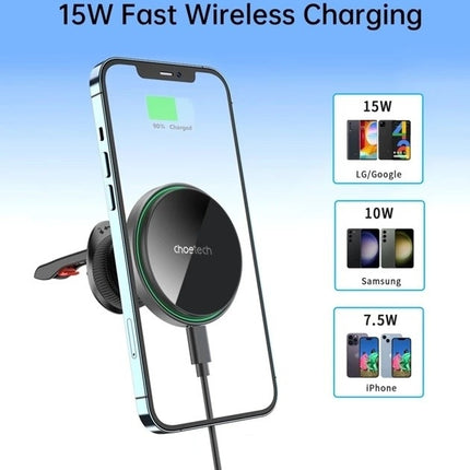 CHOETECH T205-F 15W Magnetic Car Charger Holder with LED Light (PC housing) 2