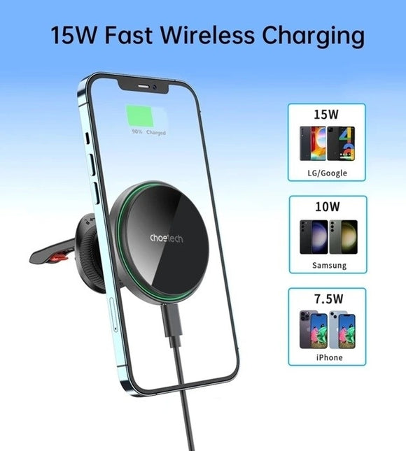 CHOETECH T205-F 15W Magnetic Car Charger Holder with LED Light (PC housing) 2