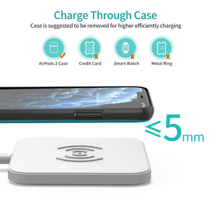 CHOETECH T511-S 10W/7.5W Fast Wireless Charger Pad (White) 7