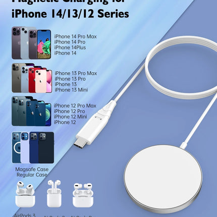 CHOETECH T518-PK Magnetic Wireless Charger for all Qi Cell Phone & iPhones 12/13/14/15 (Pink) 5