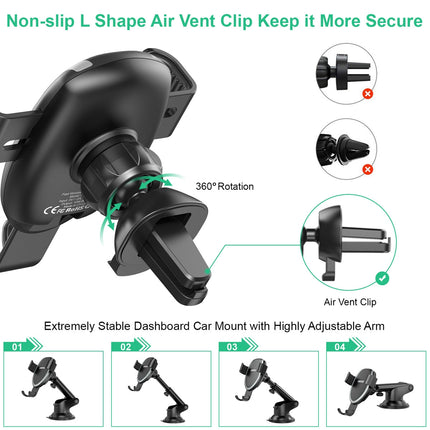 CHOETECH T536-S Fast Wireless Charging Car Mount Phone Holder 7