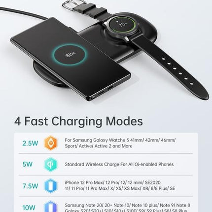 Choetech T570-S 2-in-1 Wireless Charger, 10W Max Wireless Charging Pad with Adapter for Galaxy Watch 3