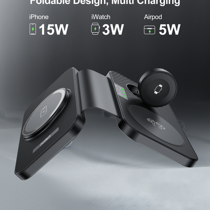 CHOETECH T616-F-BK 3in1 Magnetic Foldable Wireless Charger Black 6
